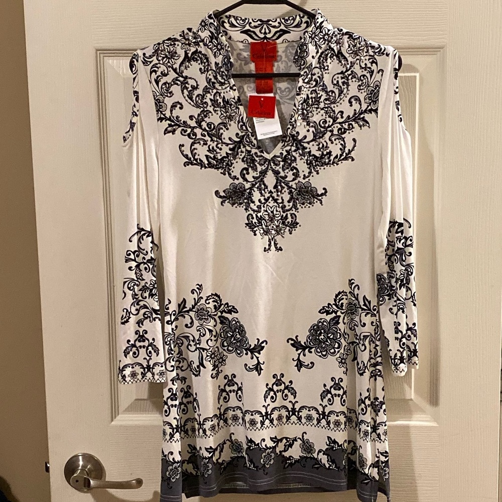 V Cristina Embellished Tunic Blouse NWT